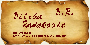 Milika Radaković vizit kartica